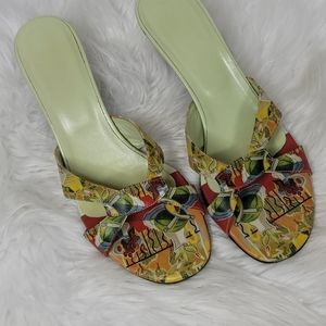 Jcon Cafe style leather sandals heels sz 6.5 great condition